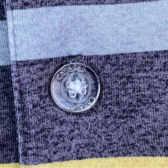 Callaway Golf- Men’s Opti-Dry Gray/Yellow Striped Golf Polo Shirt- Sz. XL - Picture 4 of 8